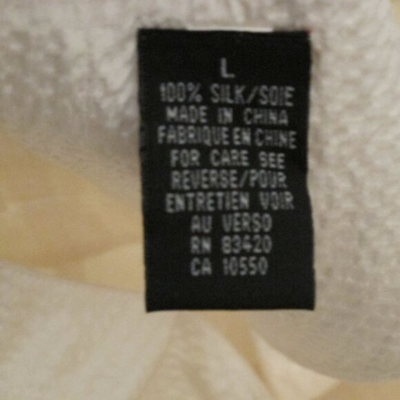 August Silk winter white textured silk blouse  L - Picture 2 of 6